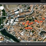 GPS Map of Digital Photography. Key to our project is accurately mapping digital photographs to GPS coordinates. This map presenting a map of Plasencia where we have begun documenting key structures and public spaces.